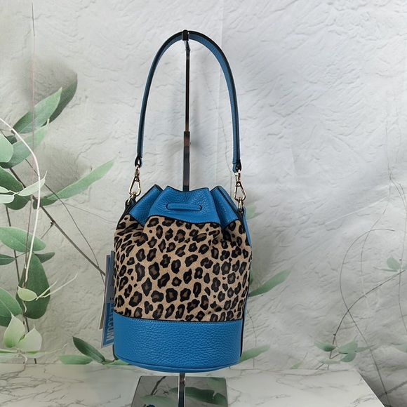 BruceGlen Leopard Bucket Bag Electric Sky Blue - Picture 2 of 16
